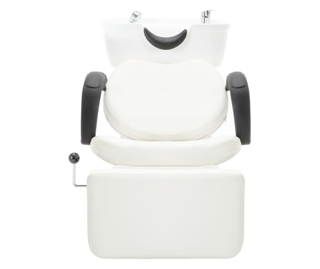 Salonska stolica s umivaonikom bijela od umjetne kože