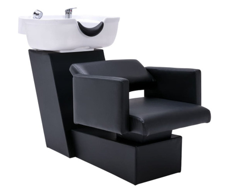 Stolica s umivaonikom crno-bijela 129 x 59 x 82 cm umjetna koža