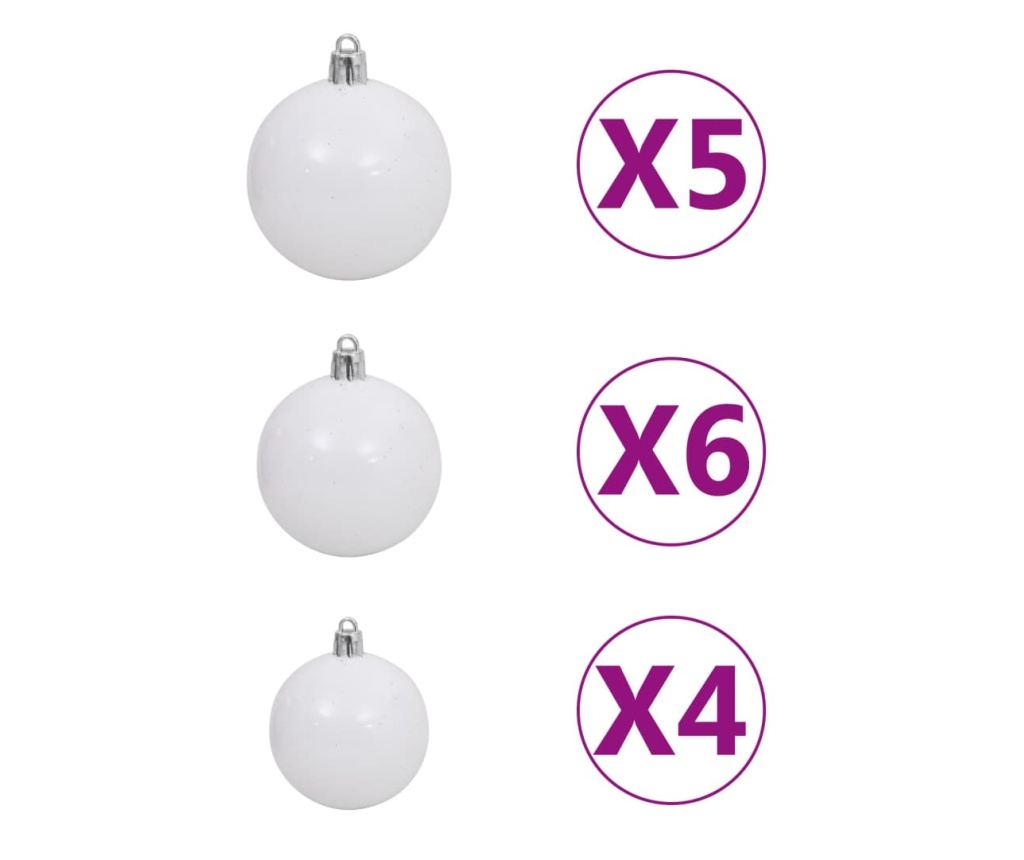 Set globuri Crăciun cu vârf & 150 LED-uri 61 piese alb & gri - 8