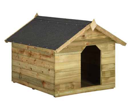 impregnált fenyőfa kerti kutyaház felnyitható tetővel