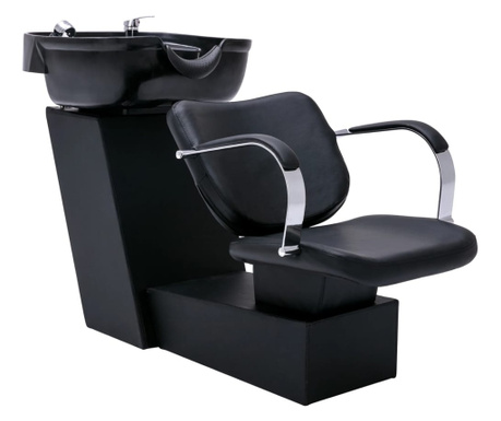Stolica s umivaonikom crna 137 x 59 x 82 cm od umjetne kože