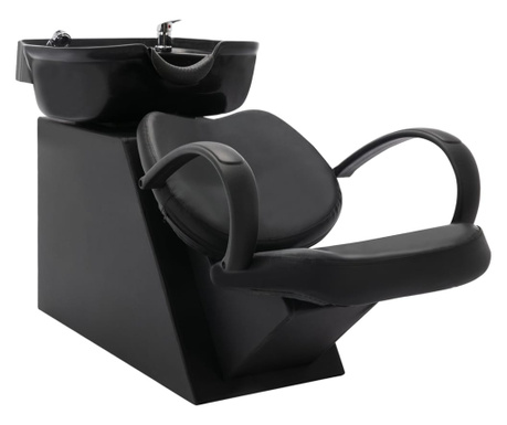 Salonska stolica za pranje kose s umivaonikom crna umjetna koža