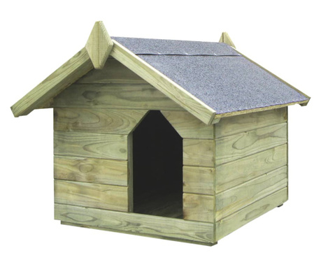 impregnált fenyőfa kerti kutyaház felnyitható tetővel