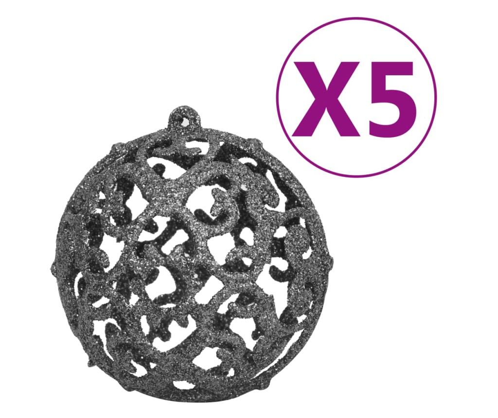 Set globuri Crăciun cu vârf & 150 LED-uri 61 piese alb & gri - 9