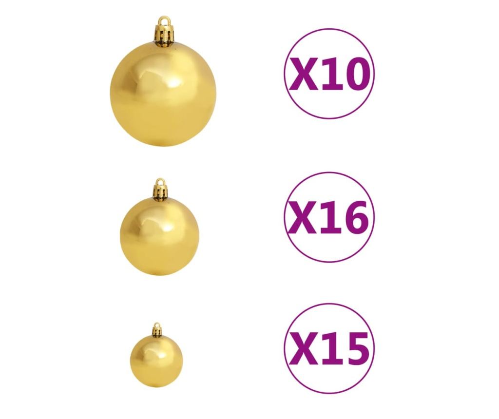 Set kuglica za Božić s vrhom & 300 LED svjetala 120 komada zlatno & brončano - 7