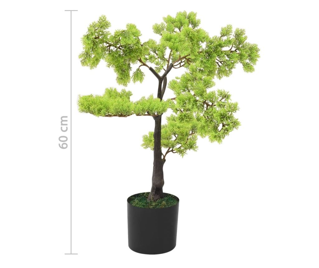 Umjetni bonsai čempres s loncem, zelen, 60 cm - 7