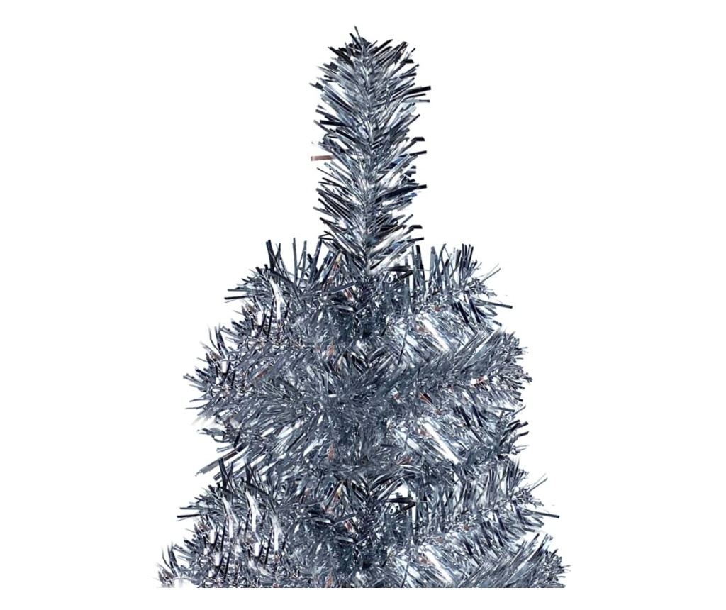 Uski umjetni božićni bor, srebrni, 120 cm - 3