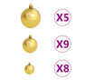 6-dijelni set božićnih kuglica s vrhom 150 LED zlatno-brončani