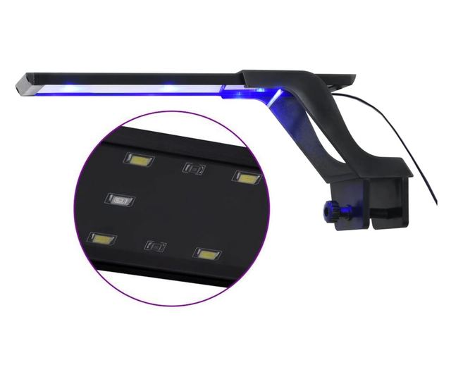LED лампа за аквариум със скоба, 25-45 см, синьо и бяло
