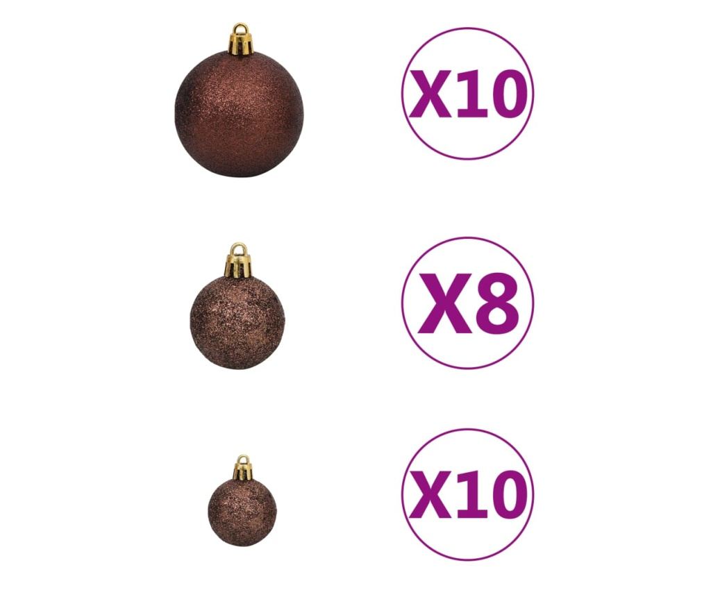 Set kuglica za Božić s vrhom & 300 LED svjetala 120 komada zlatno & brončano - 6