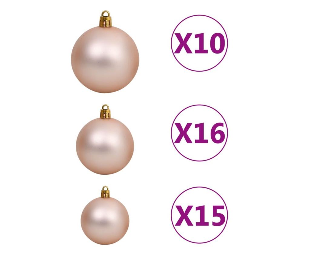 Božićni set kuglica s vrhom i 300 LED svjetala 120 komada ružičasto zlatne boje - 8