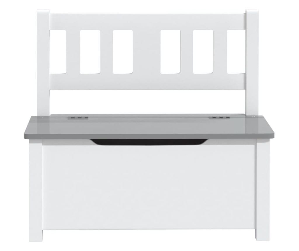 Dječja klupa za pohranu bijelo-siva 60 x 30 x 55 cm MDF - 7