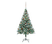 Božićno drvce LED s mrazom, kuglicama i šiškama 150 cm