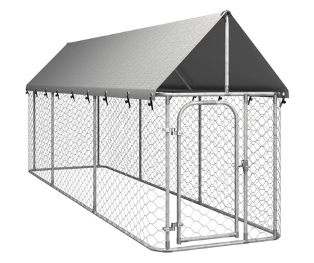 Дворна клетка за кучета с покрив, 400x100x150 см