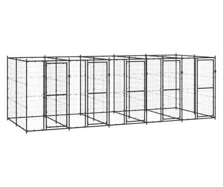 Външна клетка за кучета, стомана, 12,1 м²