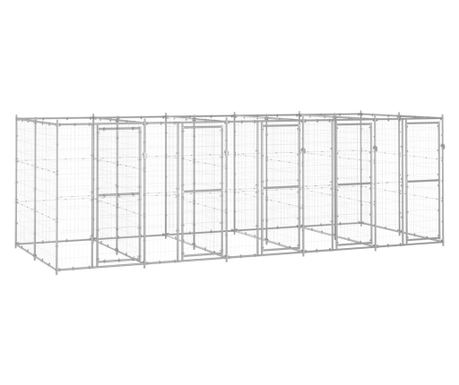 Външна клетка за куче, поцинкована стомана, 12,1 м²