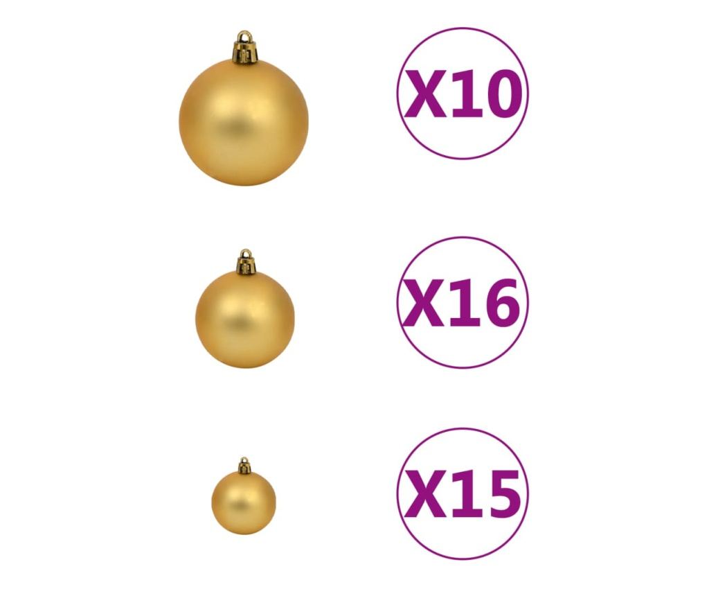 Set kuglica za Božić s vrhom & 300 LED svjetala 120 komada zlatno & brončano - 8