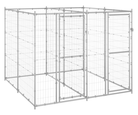 Външна клетка за куче, поцинкована стомана, 4,84 м²