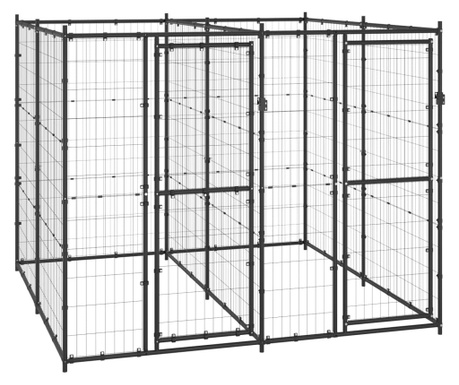 Външна клетка за кучета, стомана, 4,84 м²