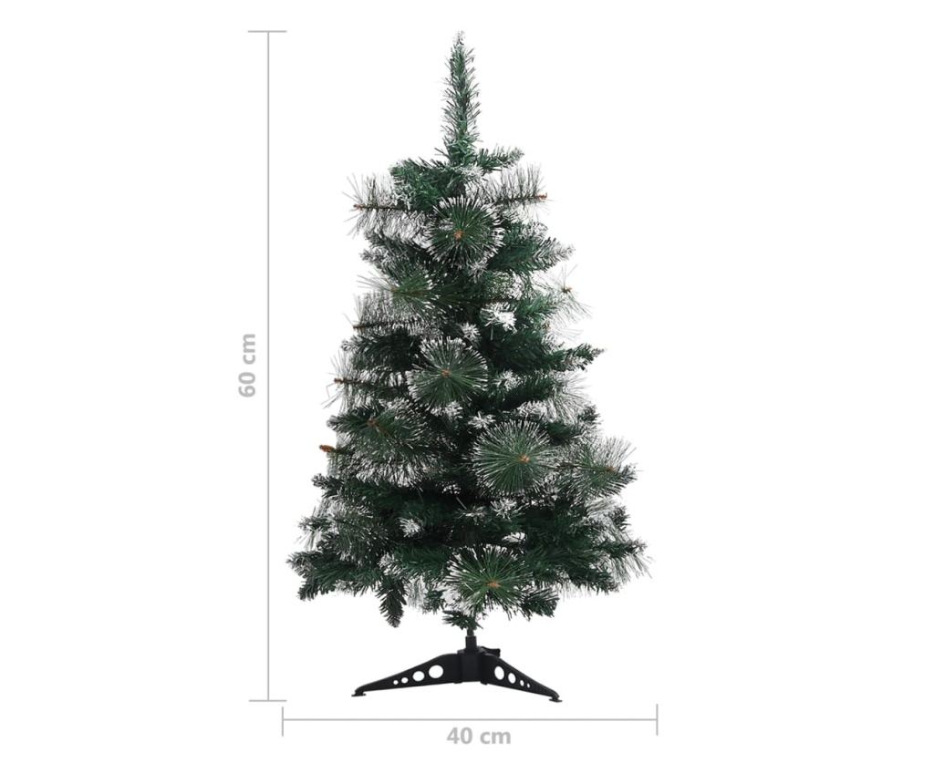 Umjetno božićno drvce sa zelenim i bijelim postoljem 60 cm PVC - 6