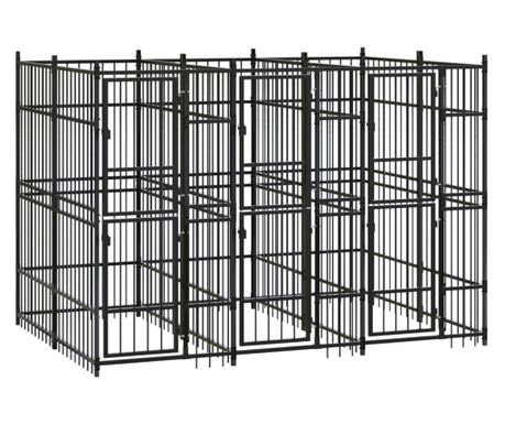 Дворна клетка за кучета, стомана, 5,53 м²