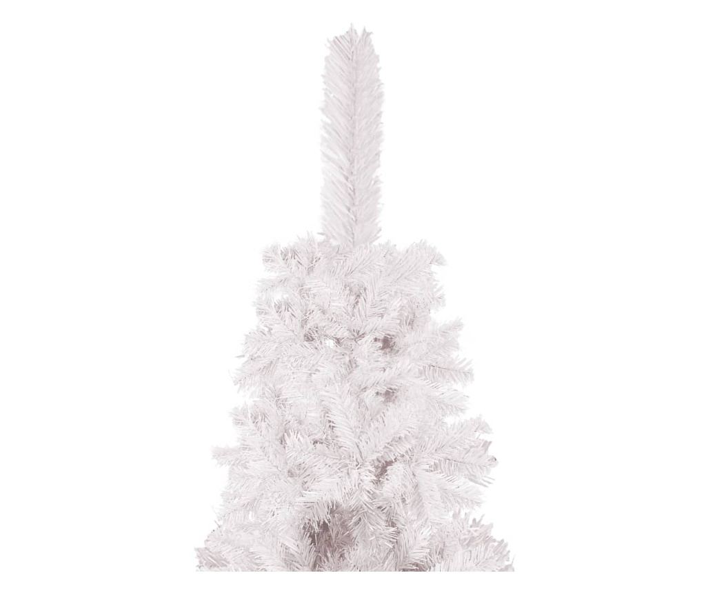 Uski umjetni božićni bor, bijeli, 210 cm - 3
