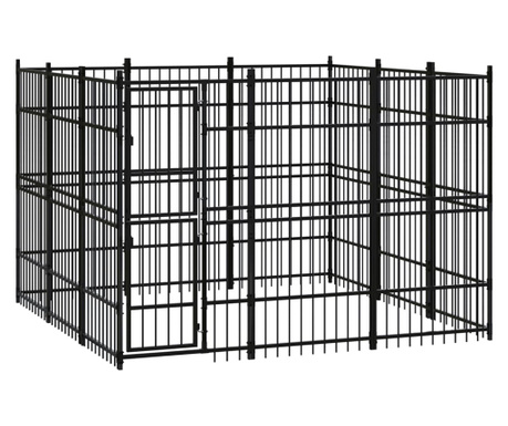 Дворна клетка за кучета, стомана, 8,29 м²