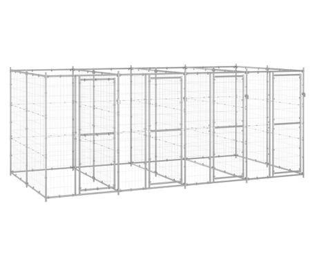 Външна клетка за куче, поцинкована стомана, 9,68 м²