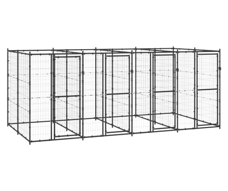 Външна клетка за кучета, стомана, 9,68 м²
