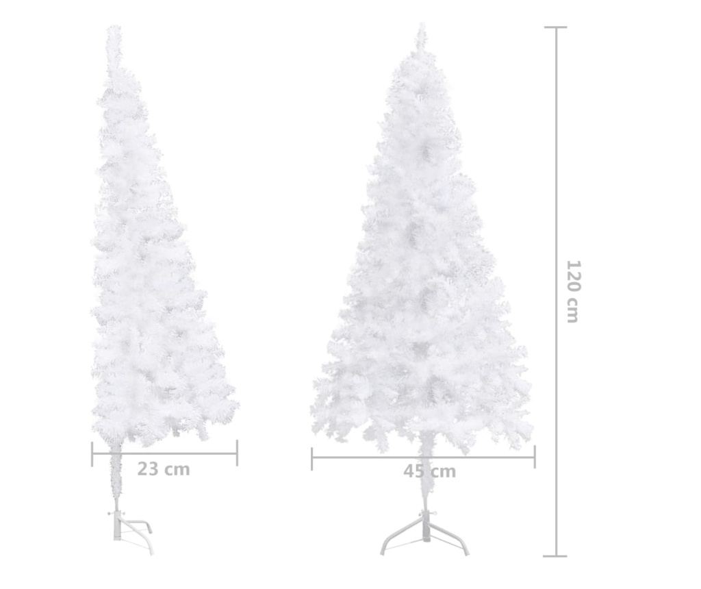 Umjetno božićno drvce za kut, bijelo, 120 cm, PVC - 8