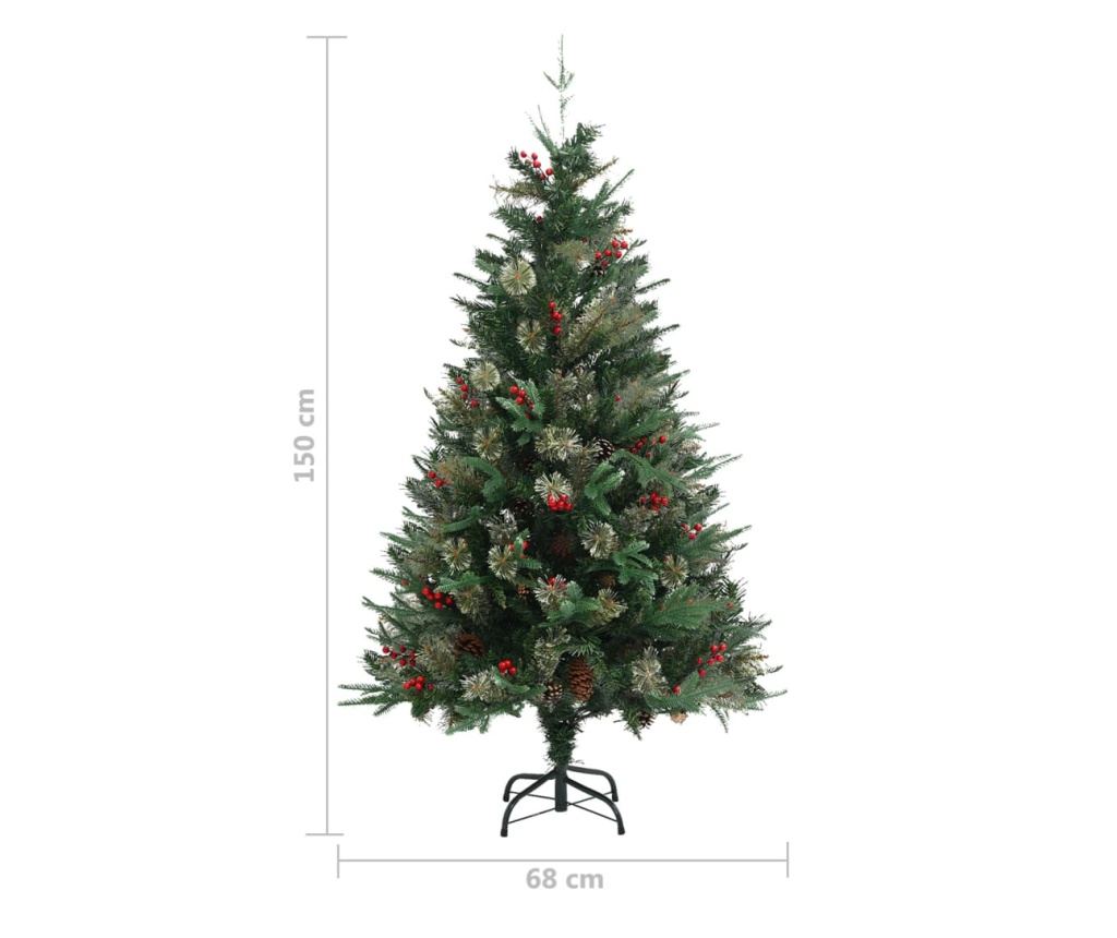 Božićno drvce s borovim češerima, zeleno, 150 cm, PVC&PE - 6