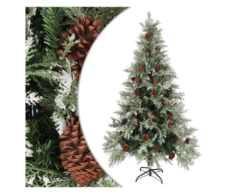 Božićno drvce sa šiškama zeleno-bijelo 195 cm PVC i PE
