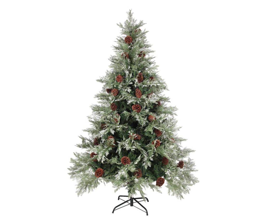 Božićno drvce s češerima, zeleno/bijelo, 150 cm, PVC&PE - 2