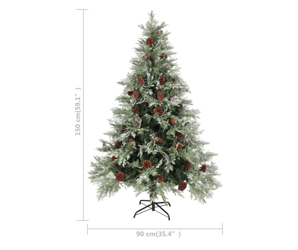 Božićno drvce s češerima, zeleno/bijelo, 150 cm, PVC&PE - 5