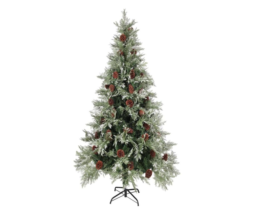 Božićno drvce s češerima, zeleno/bijelo, 225 cm, PVC&PE - 2