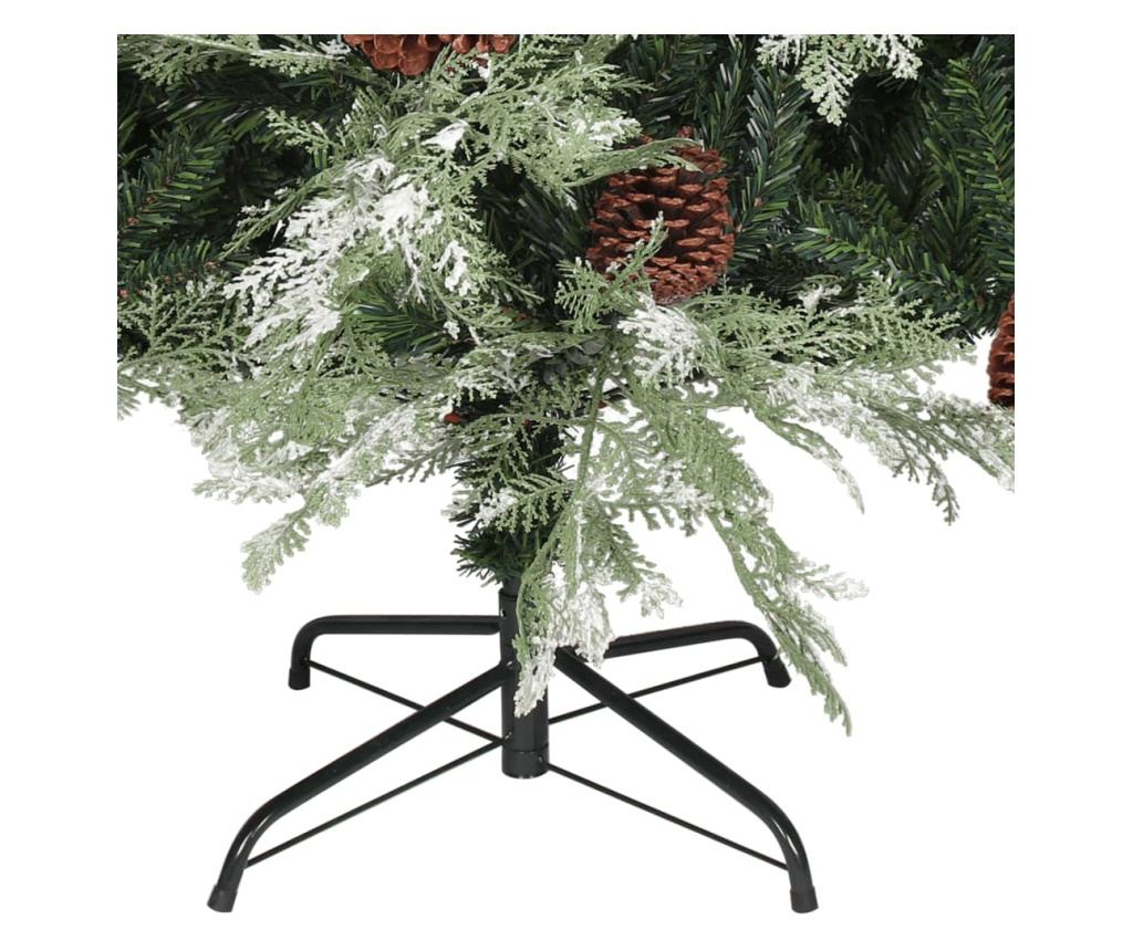 Božićno drvce s češerima, zeleno/bijelo, 225 cm, PVC&PE - 4