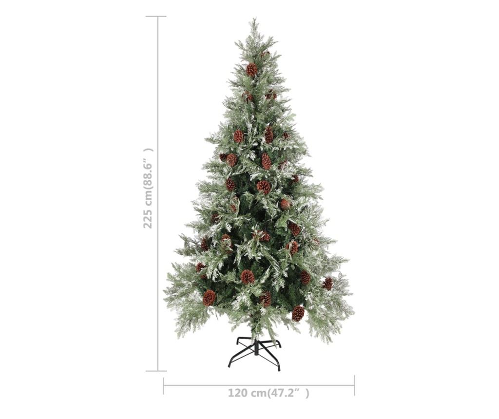 Božićno drvce s češerima, zeleno/bijelo, 225 cm, PVC&PE - 5