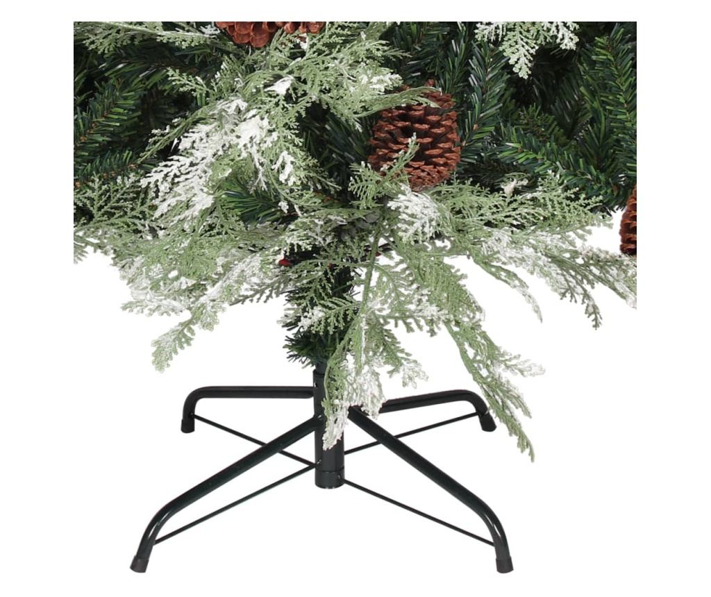 Božićno drvce s češerima, zeleno/bijelo, 120 cm, PVC&PE - 4