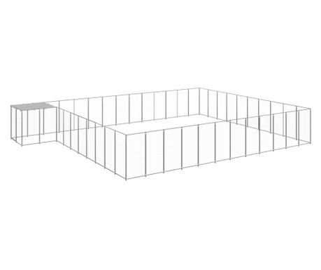 Клетка за кучета, сребриста, 37,51 м², стомана