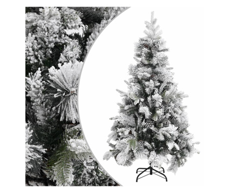 Brad de Crăciun cu zăpadă & conuri, 195 cm, PVC&PE