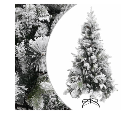 Коледна елха със снежни шишарки, 225 см, PVC&PE