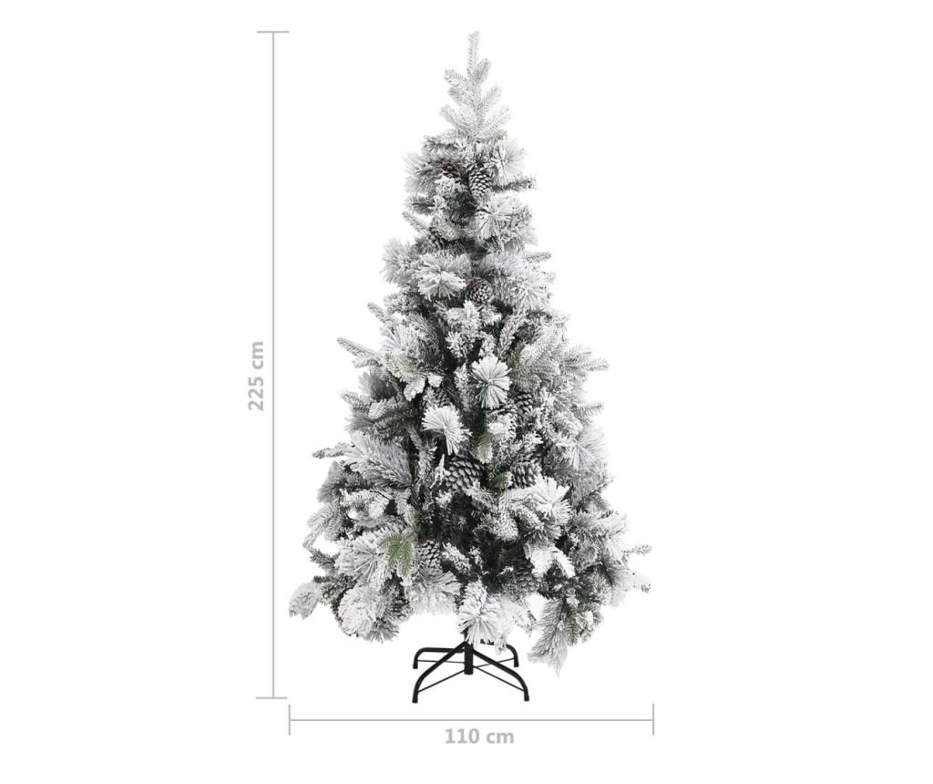 Božićno drvce sa snijegom i češerima, 225 cm, PVC&PE - 6