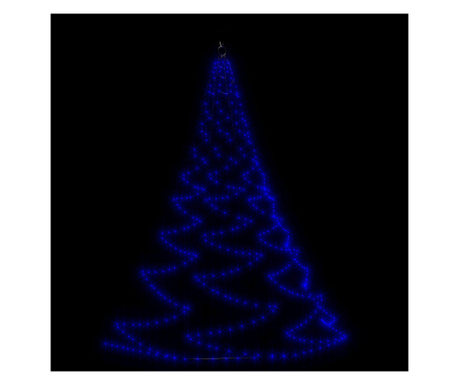 Дърво за стена с метална халка, 260 LED, синьо, 3 м