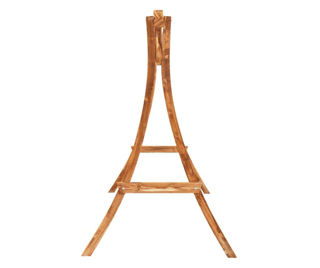 Висящ стол с възглавница, масивна смърчова дървесина с покритие от тиково дърво - 6