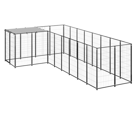 Kavez za pse crni 6,05 m² čelični