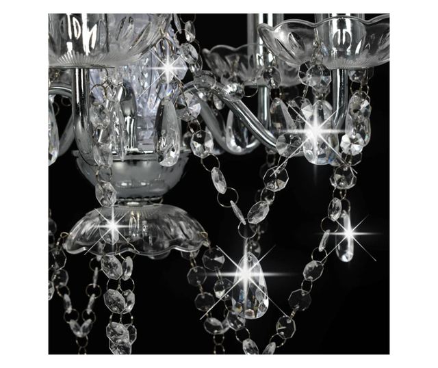 Luster s kristalnim perlama srebrni okrugli 5 x E14