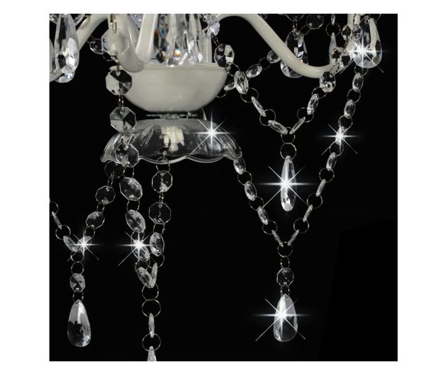 Candelabru cu mărgele, alb, rotund, 3 becuri E14