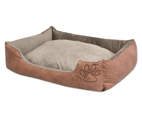 Кучешко легло с възглавница, PU изкуствена кожа, р-р L, бежово