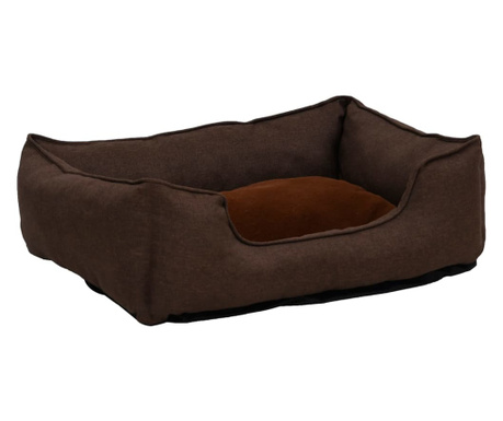 Кучешко легло, кафяво, 110,5x80,5x26 см, ленена визия, полар