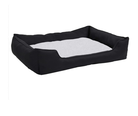 Κρεβάτι Σκύλου Μαύρο/Λευκό 110,5x80,5x26 εκ. Όψη Λινού Φλις